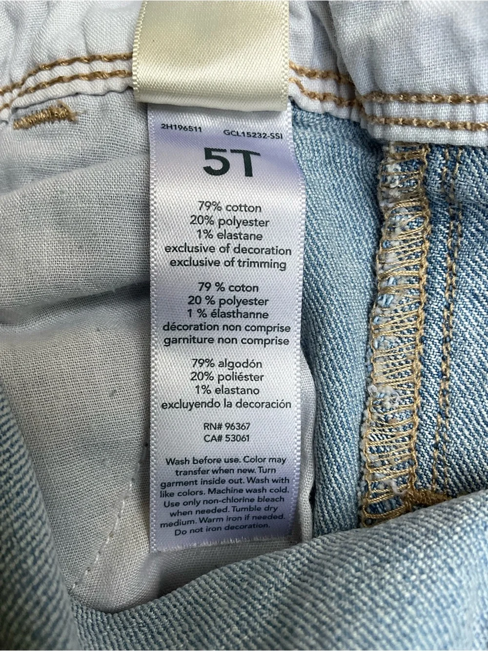 OshKosh B'gosh 5T Girls Denim Overalls Embroidered Strawberry Floral Stretch